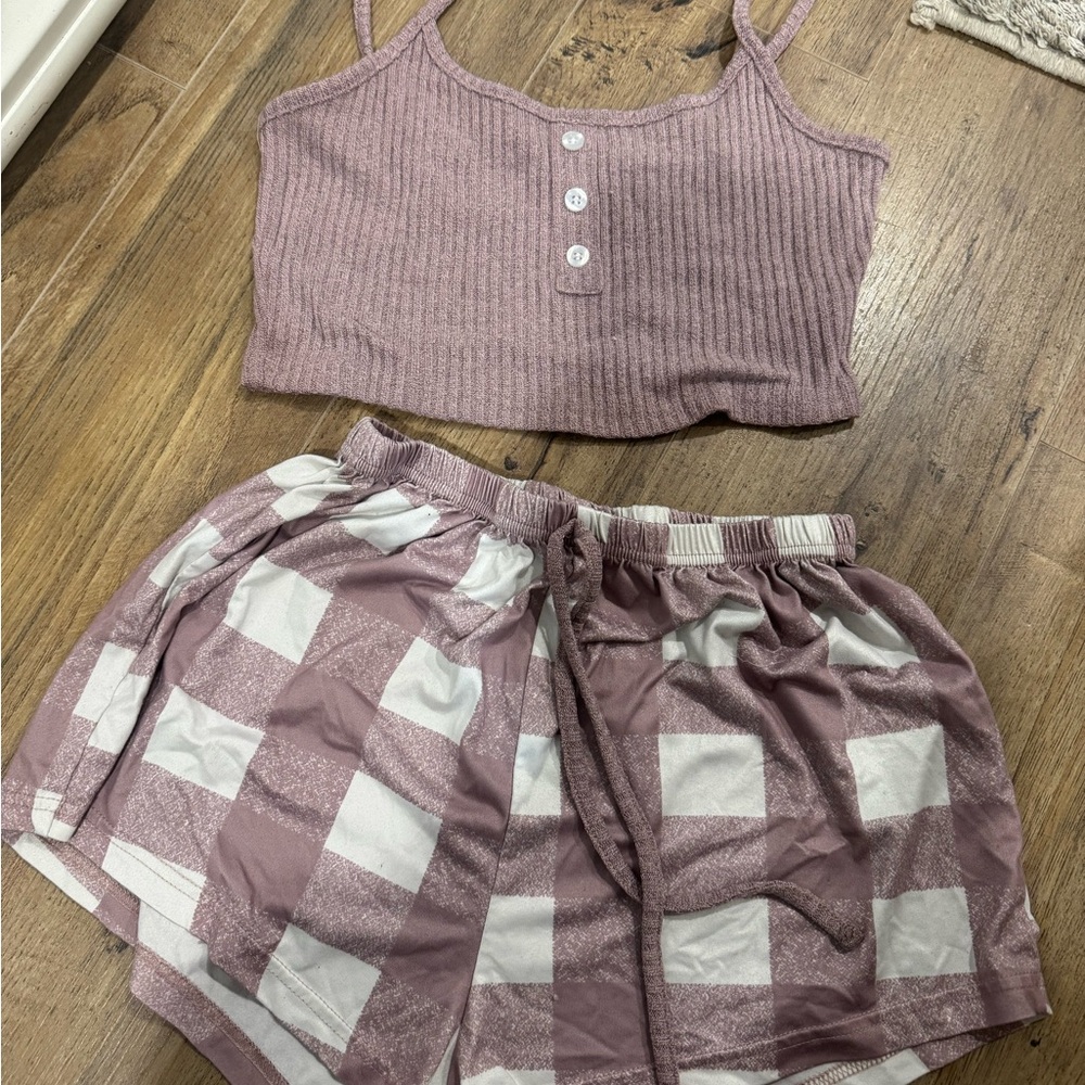 Women's Ribbed Mauve Sleepwear Set